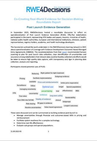 Roundtable Report: Post-Launch Evidence Generation (21 September 2023)